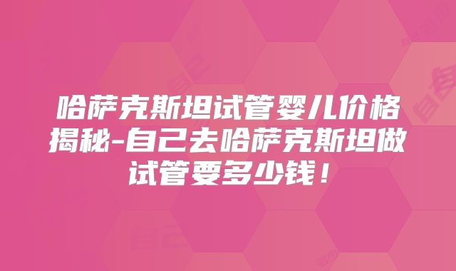 哈萨克斯坦试管婴儿价格揭秘-自己去哈萨克斯坦做试管要多少钱！