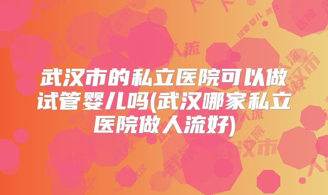 武汉市的私立医院可以做试管婴儿吗(武汉哪家私立医院做人流好)
