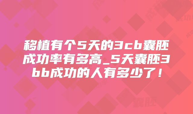 移植有个5天的3cb囊胚成功率有多高_5天囊胚3bb成功的人有多少了！