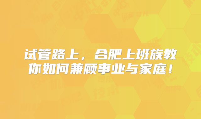 试管路上,合肥上班族教你如何兼顾事业与家庭!