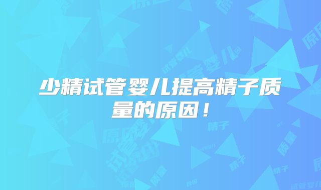 少精试管婴儿提高精子质量的原因！
