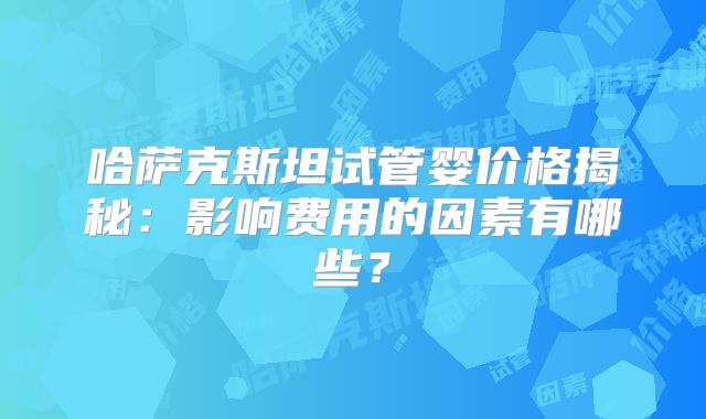 哈萨克斯坦试管婴价格揭秘:影响费用的因素有哪些?