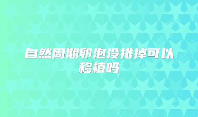 自然周期卵泡没排掉可以移植吗