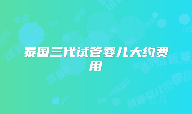 泰国三代试管婴儿大约费用