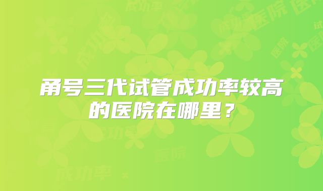 甬号三代试管成功率较高的医院在哪里？