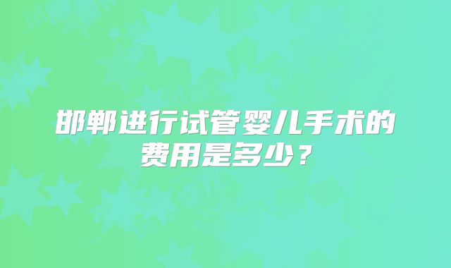 邯郸进行试管婴儿手术的费用是多少？