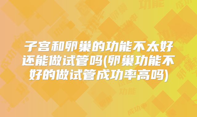 子宫和卵巢的功能不太好还能做试管吗(卵巢功能不好的做试管成功率高吗)