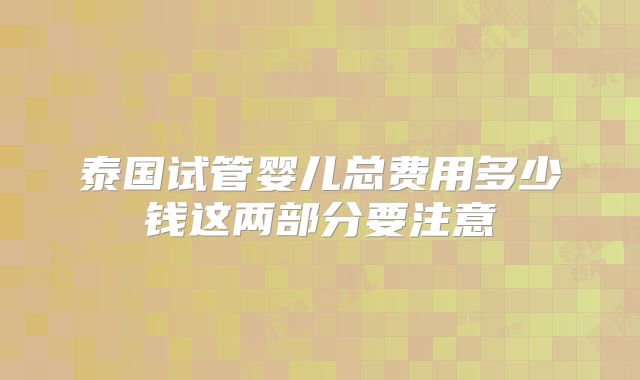泰国试管婴儿总费用多少钱这两部分要注意