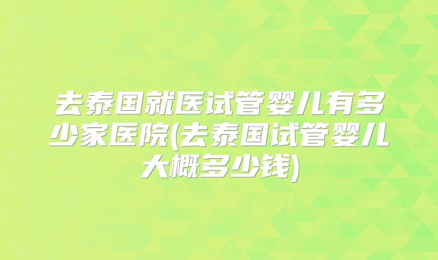 去泰国就医试管婴儿有多少家医院(去泰国试管婴儿大概多少钱)