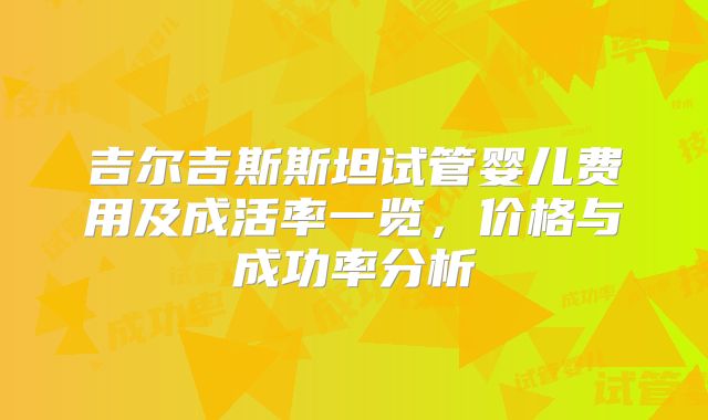吉尔吉斯斯坦试管婴儿费用及成活率一览，价格与成功率分析