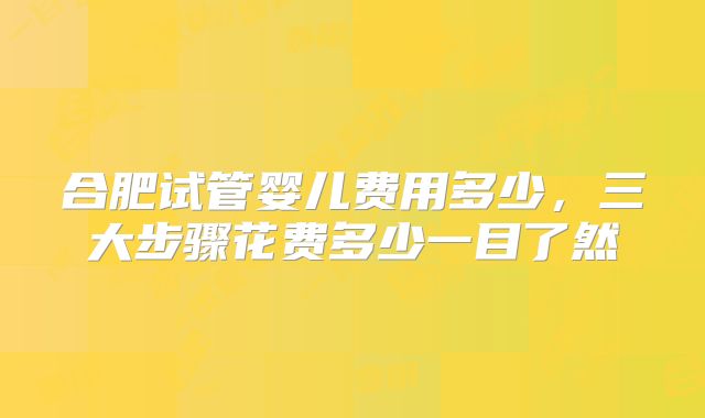 合肥试管婴儿费用多少，三大步骤花费多少一目了然