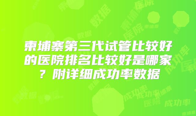 柬埔寨第三代试管比较好的医院排名比较好是哪家？附详细成功率数据