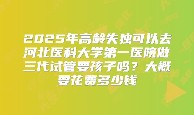 2025年高龄失独可以去河北医科大学第一医院做三代试管要孩子吗？大概要花费多少钱
