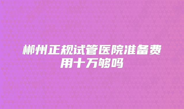 郴州正规试管医院准备费用十万够吗