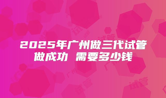 2025年广州做三代试管做成功 需要多少钱