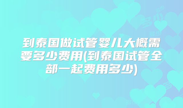 到泰国做试管婴儿大概需要多少费用(到泰国试管全部一起费用多少)