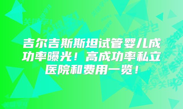 吉尔吉斯斯坦试管婴儿成功率曝光!高成功率私立医院和费用一览!