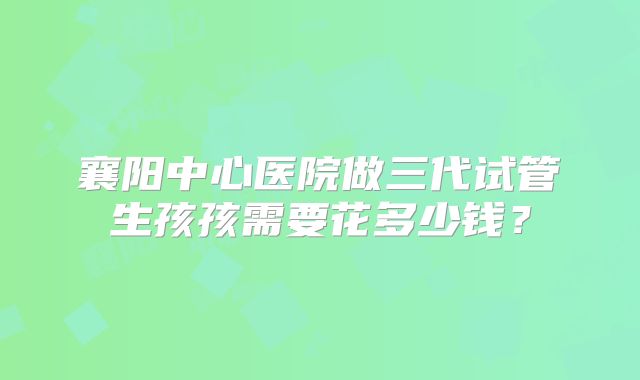 襄阳中心医院做三代试管生孩孩需要花多少钱?