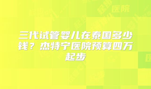 三代试管婴儿在泰国多少钱？杰特宁医院预算四万起步