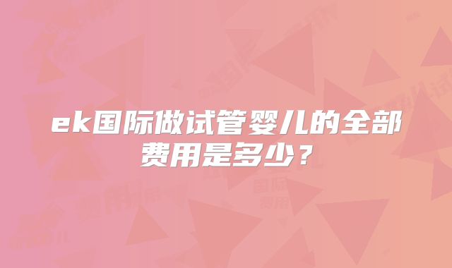 ek国际做试管婴儿的全部费用是多少？