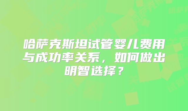 哈萨克斯坦试管婴儿费用与成功率关系，如何做出明智选择？