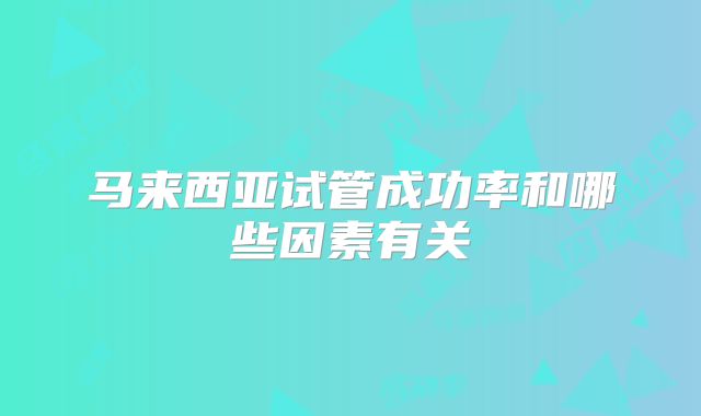 马来西亚试管成功率和哪些因素有关