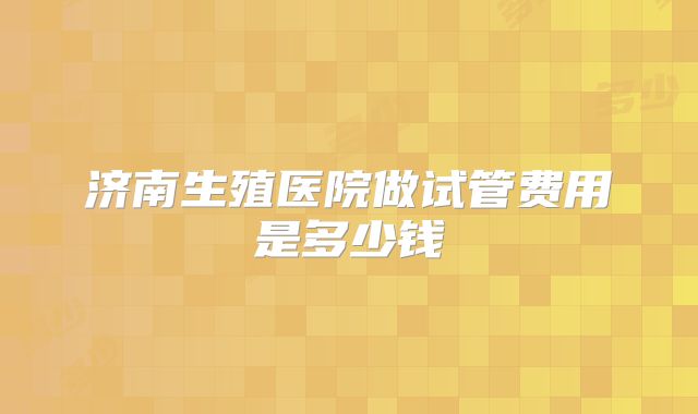 济南生殖医院做试管费用是多少钱