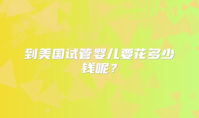 到美国试管婴儿要花多少钱呢？