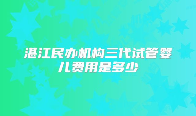 湛江民办机构三代试管婴儿费用是多少