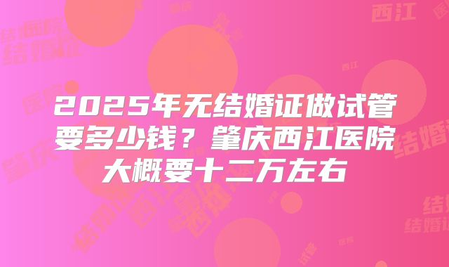 2025年无结婚证做试管要多少钱?肇庆西江医院大概要十二万左右