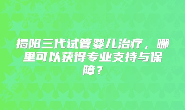 揭阳三代试管婴儿治疗,哪里可以获得专业支持与保障?