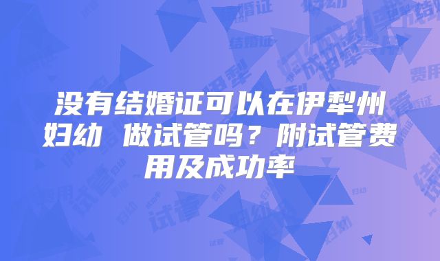 没有结婚证可以在伊犁州妇幼 做试管吗?附试管费用及成功率