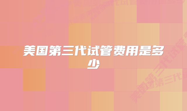 美国第三代试管费用是多少