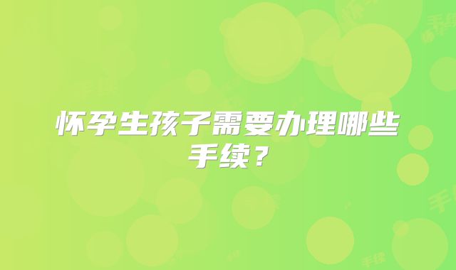 怀孕生孩子需要办理哪些手续？