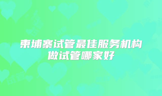 柬埔寨试管最佳服务机构做试管哪家好