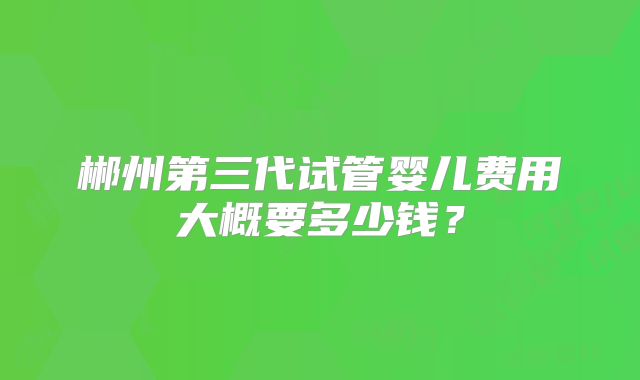 郴州第三代试管婴儿费用大概要多少钱?