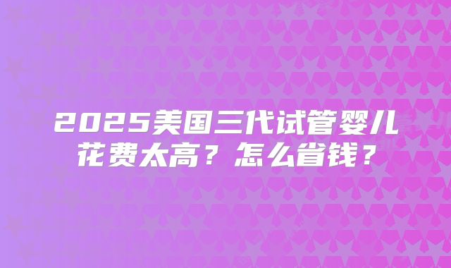 2025美国三代试管婴儿花费太高？怎么省钱？