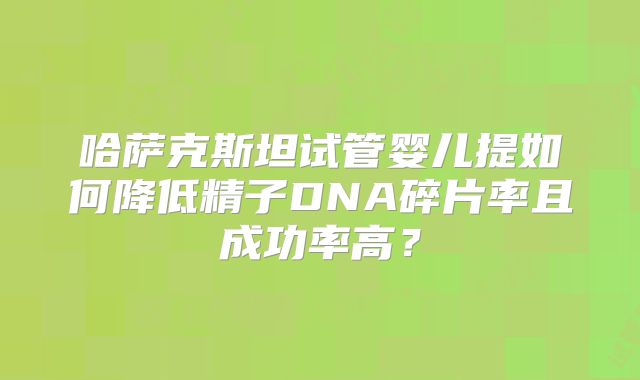 哈萨克斯坦试管婴儿提如何降低精子DNA碎片率且成功率高?