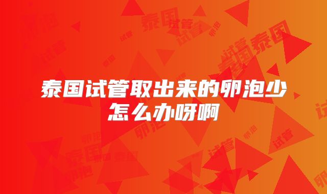 泰国试管取出来的卵泡少怎么办呀啊