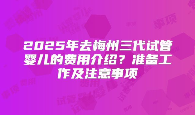 2025年去梅州三代试管婴儿的费用介绍？准备工作及注意事项