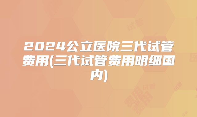 2024公立医院三代试管费用(三代试管费用明细国内)