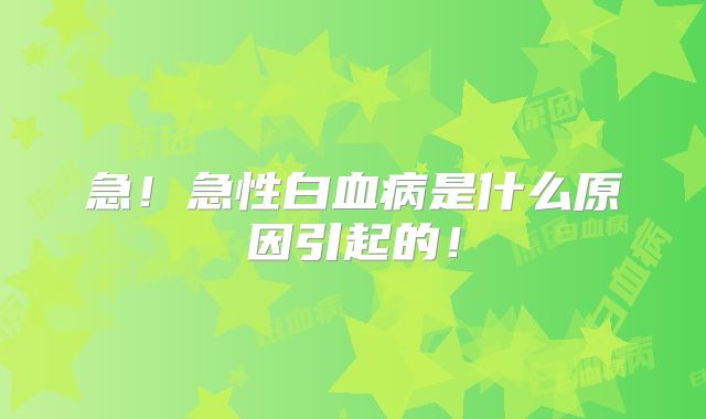 急！急性白血病是什么原因引起的！