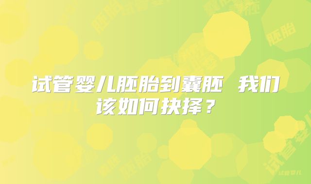 试管婴儿胚胎到囊胚 我们该如何抉择?