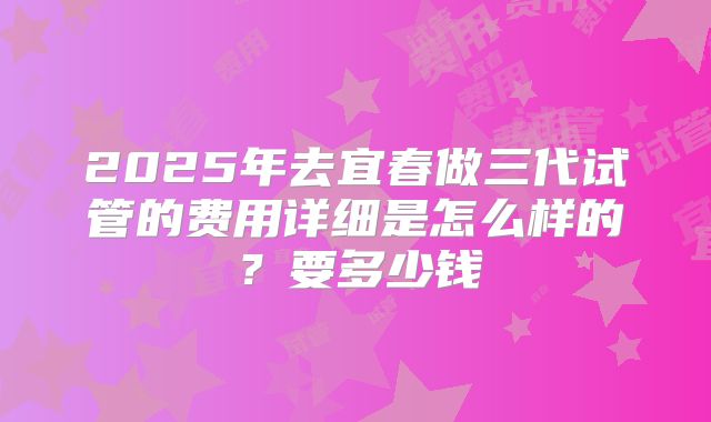 2025年去宜春做三代试管的费用详细是怎么样的？要多少钱