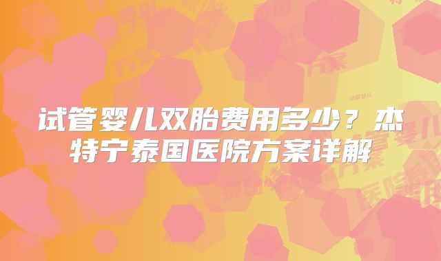 试管婴儿双胎费用多少？杰特宁泰国医院方案详解