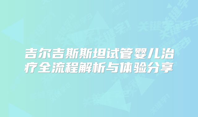 吉尔吉斯斯坦试管婴儿治疗全流程解析与体验分享