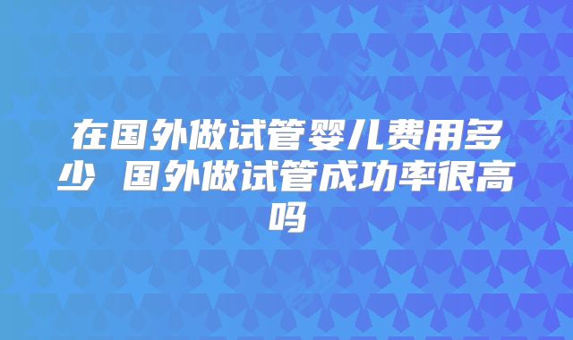 在国外做试管婴儿费用多少 国外做试管成功率很高吗