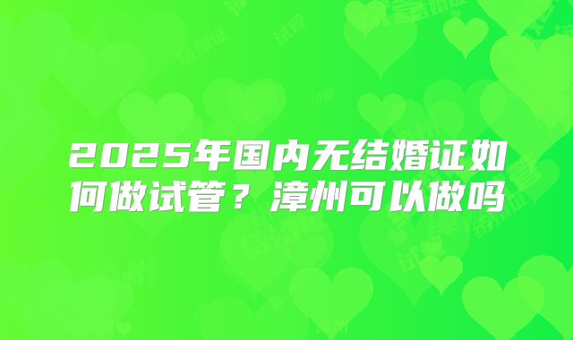 2025年国内无结婚证如何做试管？漳州可以做吗