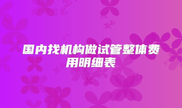 国内找机构做试管整体费用明细表