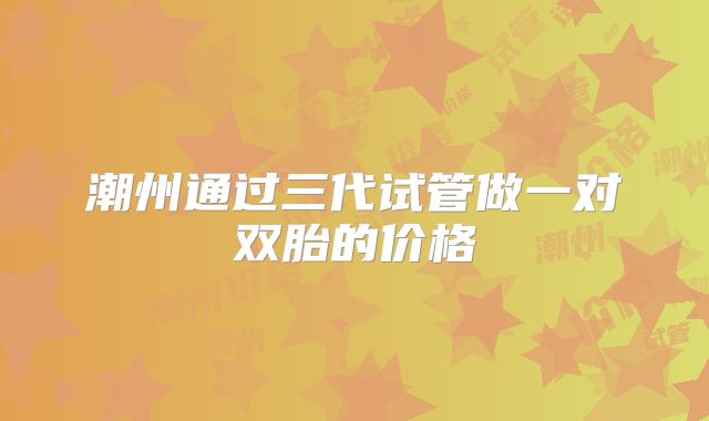 潮州通过三代试管做一对双胎的价格